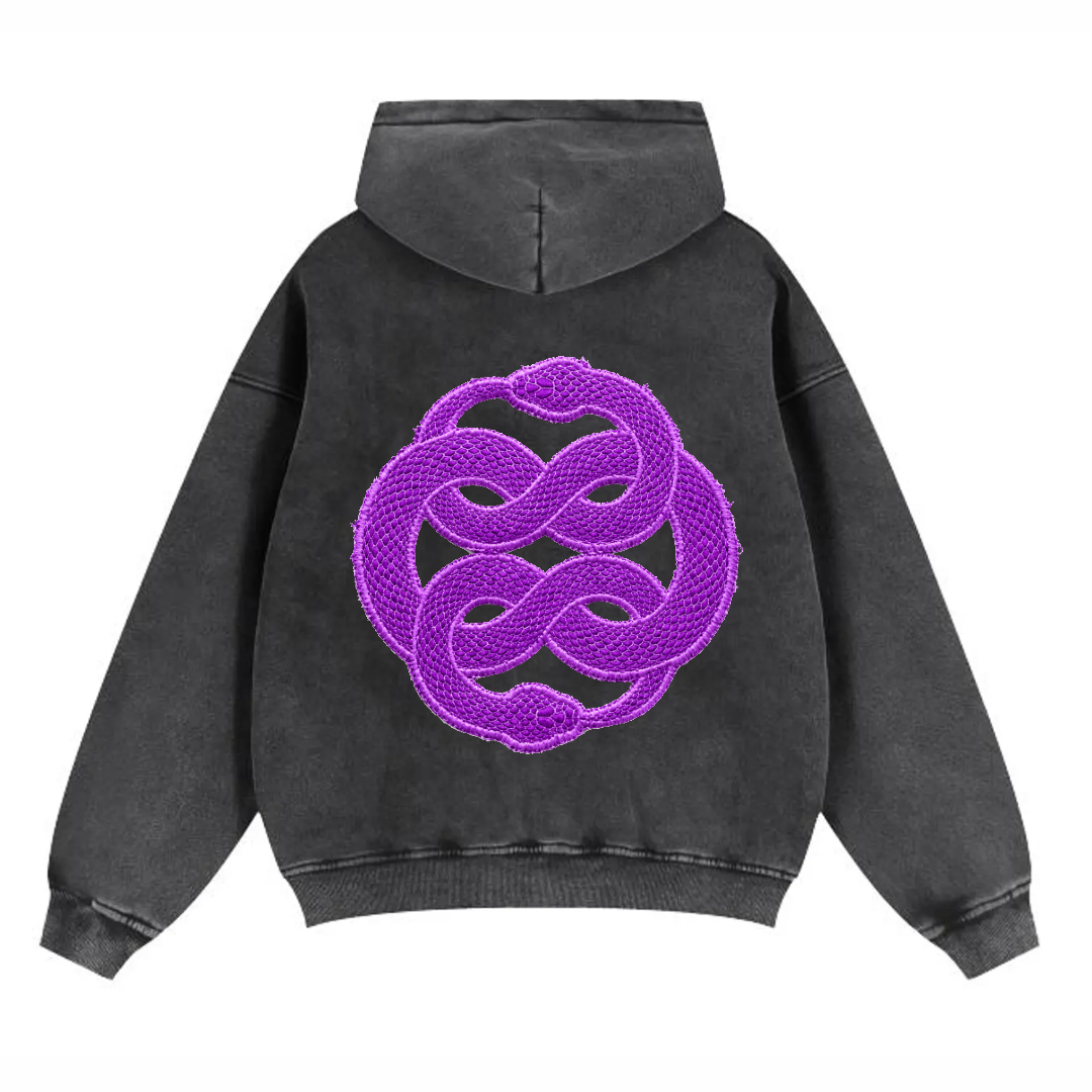 Distressed Black Ouroboros Nomadic Zip Hoodie